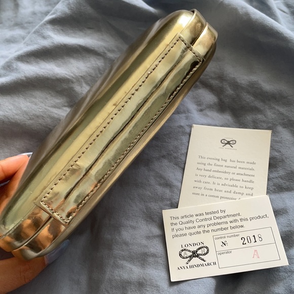 Anya Hindmarch Bags Anya Hindmarch Marano Gold Metallic Box Clutch